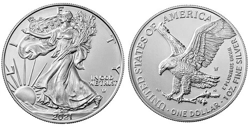 (3) 2021年 W アメリカンイーグル 1オンス 銀貨 箱入り