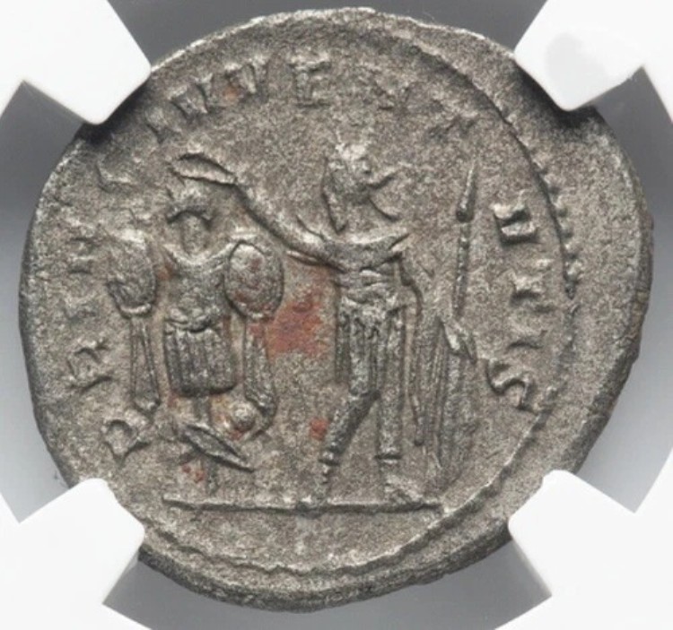 NGC Ch XF ヴァレリアヌス2世 256-258年、ローマ帝国のデナリウス貨幣、極めて希少！