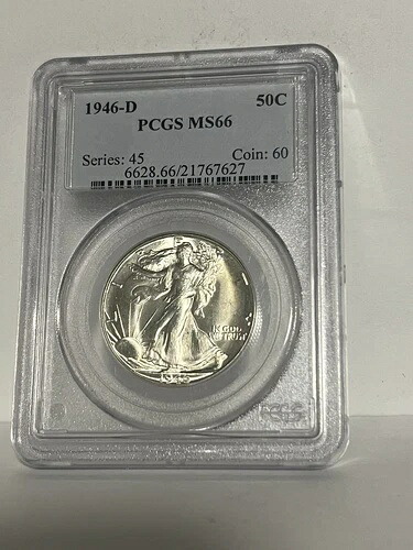 1946-D ウォーキング・リバティ シルバー ハーフドル 50セントコイン MS66 PCGS