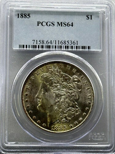 1885年- 1ドルモルガン銀貨。フィラデルフィア。MS 64。