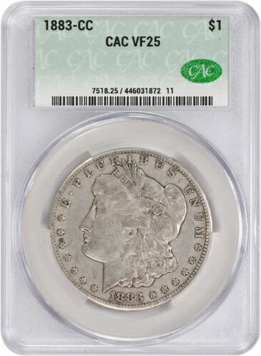 1883-CC モルガン銀貨 VF25 CACG