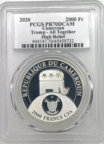 2020年 カメルーン プルーフ シルバー ドナルド・トランプ PCGS PR70 ハイレリーフ 2オンス .999 CFA 121,000円
