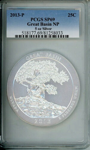 2013-P グレートベイスン アメリカ 美しい ATB 5オンス シルバー PCGS SP69 美しい!!