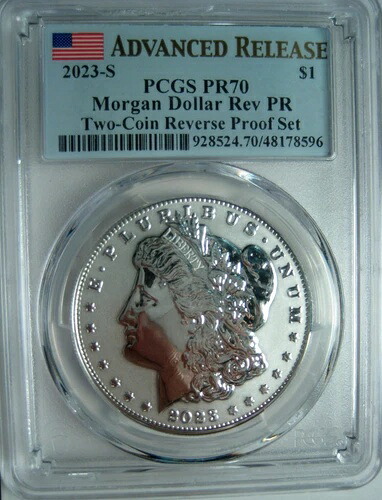 2023-S 2枚セット プルーフ モルガン ドル PCGS PR70 リバースプルーフとプルーフ DCAM
