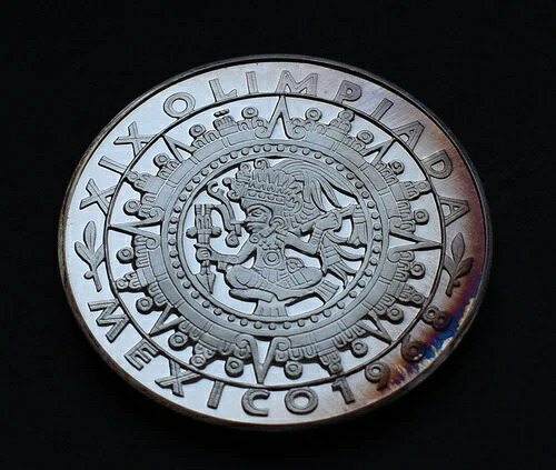 希少なメキシコオリンピック1968メダルアステカマヤプレコロンビア美術銀モネダス