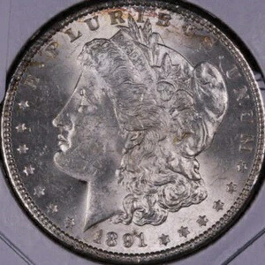 1891年モルガン銀貨、ジェムミントステート未流通コイン、ストア番号DR0068