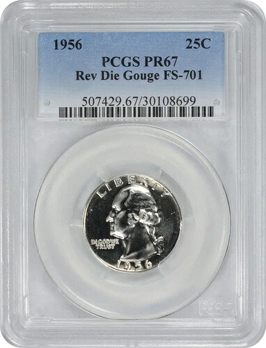 1956年ワシントンシルバークォーターリバースダイガウジFS-701 PR67 PCGS