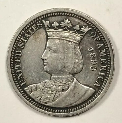 1893年イザベラ記念クォーター金貨。25セント。極上品。 121,000円