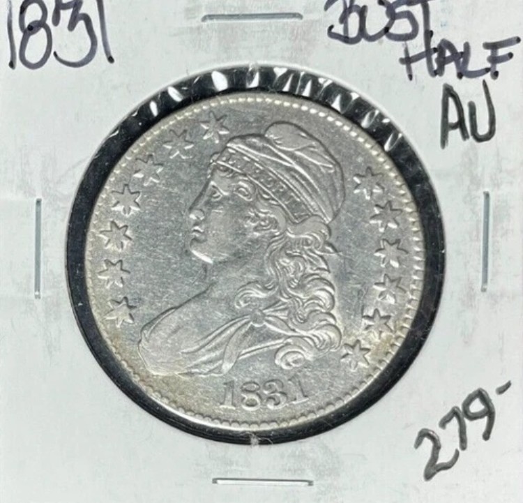 1831年 キャップドバスト シルバー ハーフドル AU ?美しいコイン?