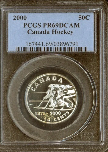 2000年カナダ50セントホッケーシルバー50C PCGS PR69 DCAM - 品質