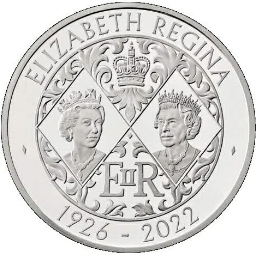 2022年 英国女王エリザベス2世陛下 5ポンド銀貨 ピエフォート プルーフ
