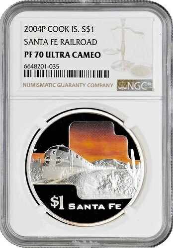 クック諸島 1ドル 2004年、NGC PF70 UC、「世界の鉄道の旅 - サンタフェ」