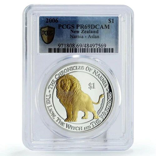 ニュージーランド 1ドル ナルニア国物語 ライオン アスラン PR69 PCGS 銀貨 2006年