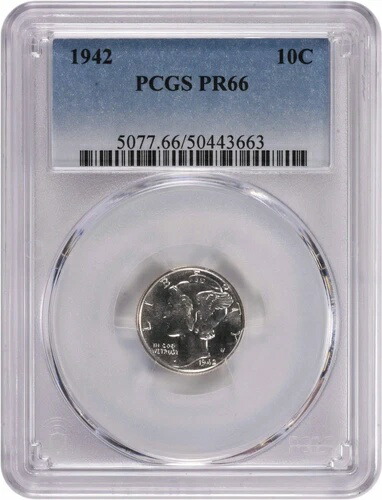 1942年 マーキュリー シルバーダイム PR66 PCGS