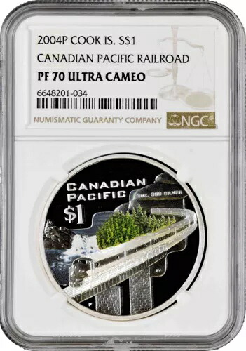 クック諸島 1ドル 2004年、NGC PF70 UC、「鉄道の旅 - カナダ太平洋」