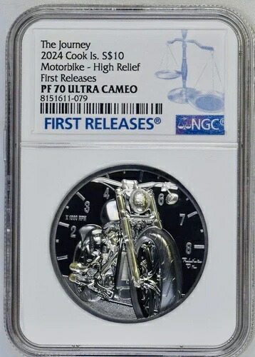 2024 ザ・ジャーニー・モーターバイク クック諸島 2オンス .999 シルバー NGC PF70 FR ミント 999!