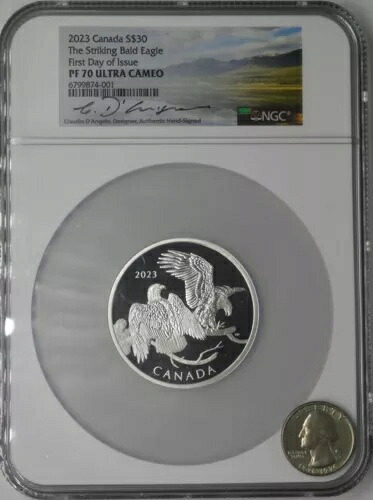 2023年 カナダ 2オンス 30ドル シルバー ストライキングイーグル NGC PF70UC FDOI 署名入り ?COINGIANTS?
