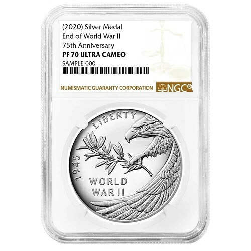 2020年 プルーフ 1オンス 第二次世界大戦終結75周年記念銀メダル NGC PF70UC ...