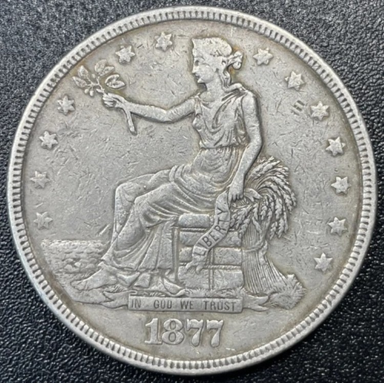 1877-P 貿易銀貨 1ドル チョイス VF 非常に良好なディテール 121,000円