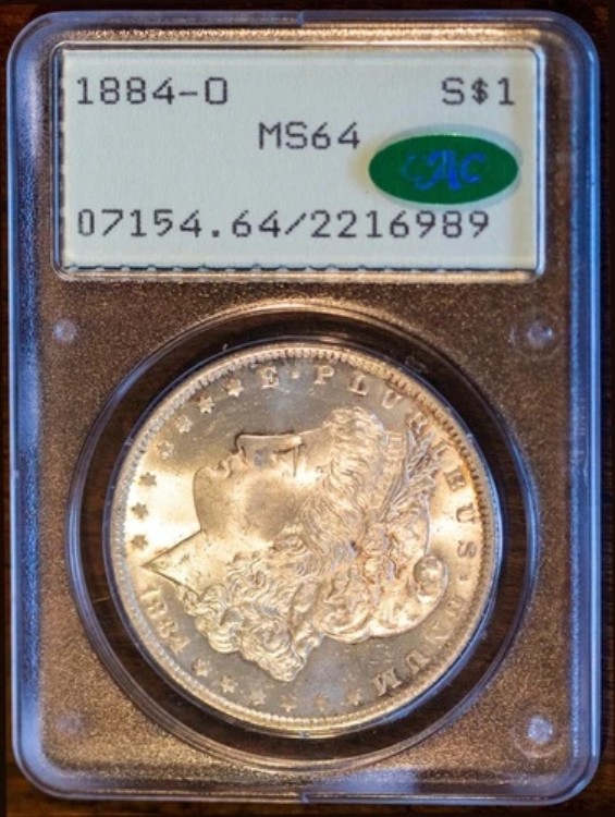 ラトラー 1884-O 1ドル銀モルガンドル MS 64 CAC PCGS # 2216989 + ボーナス