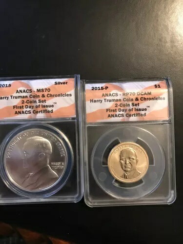 2015年 トルーマン コインクロニクルセット ANACS RP70 MS70 リバースプルーフ/シルバーメダル FDOI