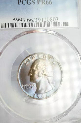 PR66 1961 PCGS グレーデッド プルーフ シルバー ワシントン クォーター ナチュラルトーン 希少コイン