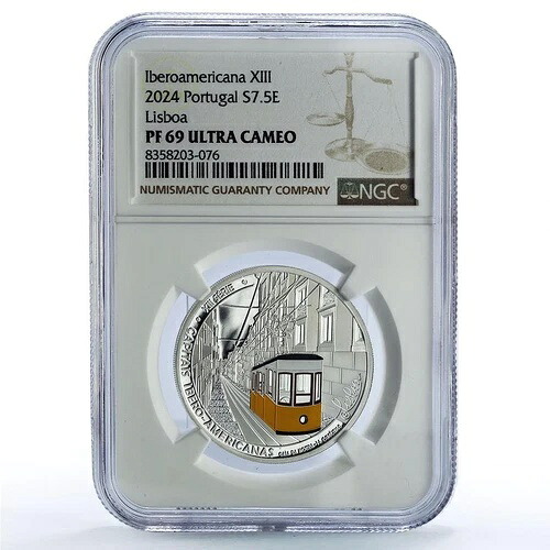 ポルトガル 7,5 ユーロ リスボア キャピタルズ イベロアメリカン カラー PF69 NGC 銀貨 2024