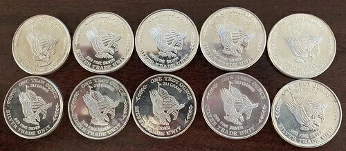 1981年 米国検査局サンフランシスコ 1オンス .999 純銀ラウンド CC ロット 未使用 MT 195,250円