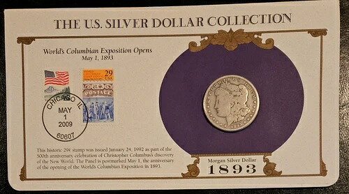 1893年 O・モルガン銀貨米国郵便記念切手セット 希少25/29セント切手