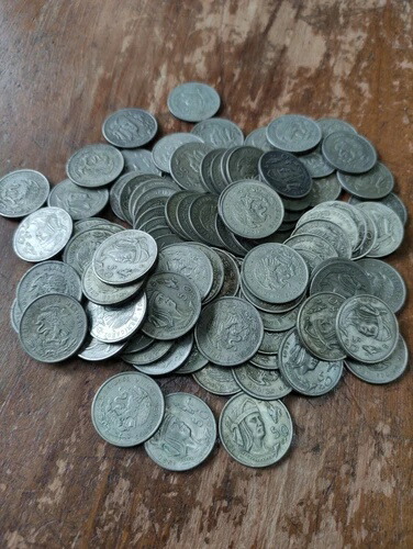 1950 - 1951 メキシコ 50 センターボ 100 コイン 30% 銀貨 KM 449