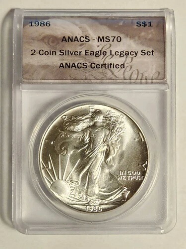 1986 P ANACS MS-70 - シルバーイーグル - 2コイン シルバーイーグル レガシーセット (1コイン)