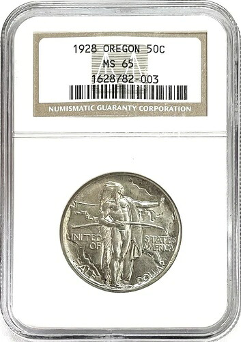 1928年 アメリカ オレゴントレイル 50セント記念銀貨 NGC ミント ステート 65｜WORLD RESOURCE【KING店】