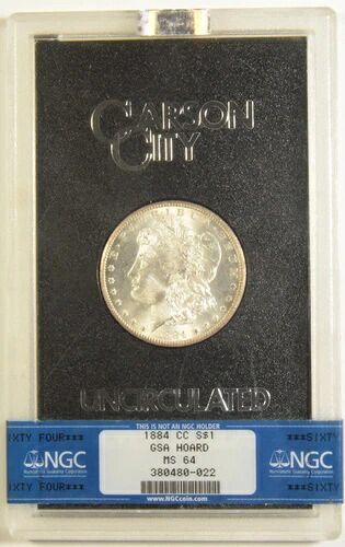 1884年-CC モルガン銀貨 GSAケース NGC MS-64 #380480-022