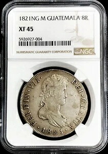 1821 NG M シルバー グアテマラ 8 レアレス フェルディンダン 7 世 コイン ヌエボ グアテマラ ミント