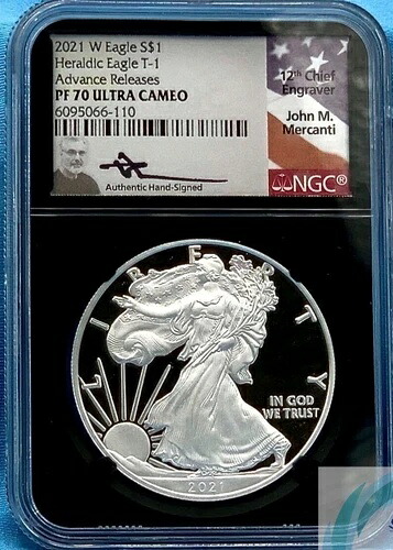 2021 W 1オンス シルバー イーグル NGC PF70 ウルトラ カメオ タイプ-1 先行リリース - Mercanti !