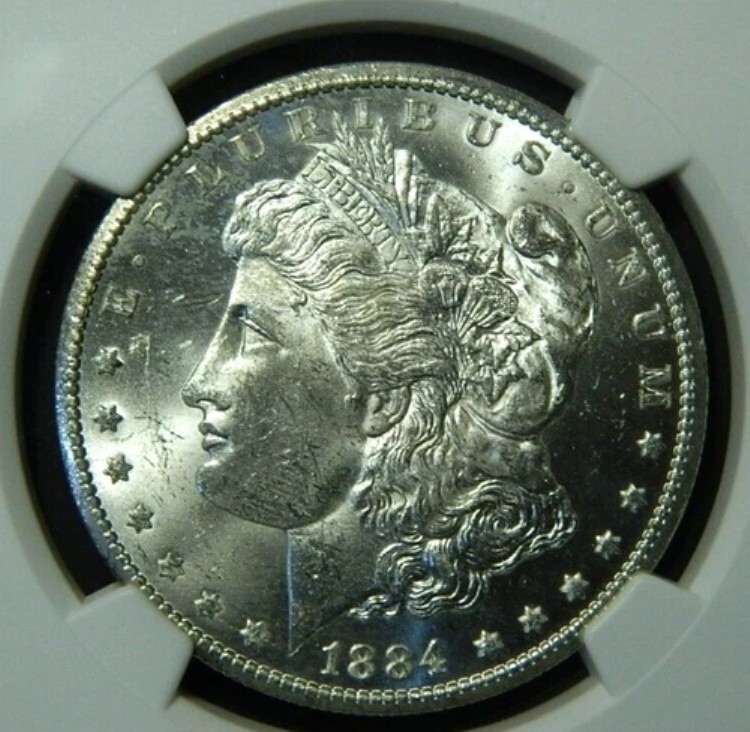 1884-CC 1ドル モルガン・ダラー NGC MS63 ~VSS VAM 10 (ダッシュアンダー8/傾斜CC)~R4~(L2-4)