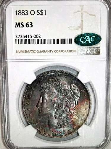 1883年 Oトーン モルガン $ NGC MS 63 CAC????素晴らしいレインボーリバース????動画