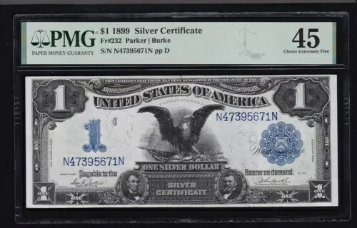 1899年米国1ドル銀貨証明書 FR 232 パーカー/バーク PMG 45 Ch XF (671)
