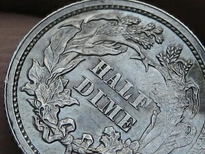 1863年 フィラデルフィア 銀座自由の女神像ハーフダイム プルーフ詳細