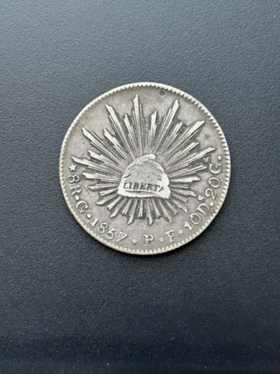 メキシコ グアナファト 1857-GoPF 8 レアル コイン