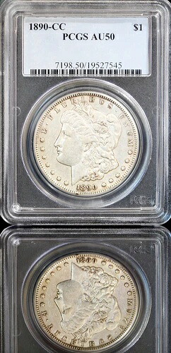 1890-CC モルガン・ダラー ~ PCGS AU-50 ~ グレート・エブリマン・セット・コイン ~ 送料無料