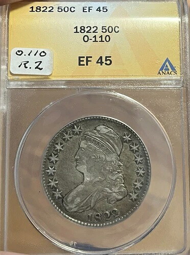 1822 O-110 ANACS EF 45 キャップドバスト シルバー ハーフドル|WORLD RESOURCE【KING店】