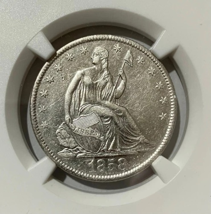 1858-O SSリパブリック難破船効果シルバーシーテッドリバティハーフダラー - 114｜WORLD RESOURCE【KING店】 196,350円