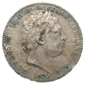 イギリス 1820 LX シルバークラウンコイン エラー OBV ecoinsales