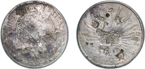 メキシコ 1877 AS DL 8 レアル 銀 903 AU
