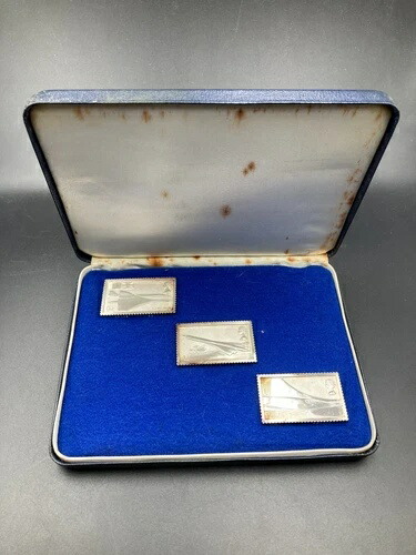 非常に希少なジョンソン・マッセイ・メタルズ社製 1969年コンコルド切手セット ケース入り 999枚
