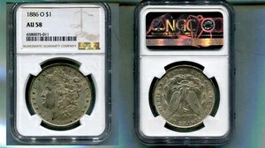 1886年 O モルガン シルバードル NGC AU58 4812R