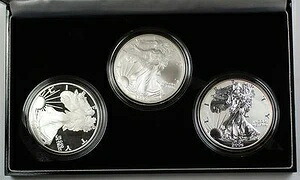 2006年アメリカンシルバーイーグル20周年記念コインセット BU、プルーフ、リバースプルーフ