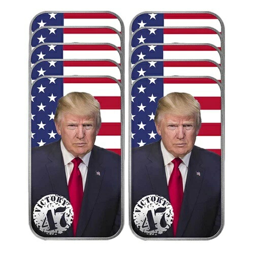 10個セット - 1トロイオンス サンシャインミント トランプビクトリー カラーライズ .999 ファインシルバーバー