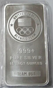 アメリカオリンピックチーム USA 10オンス 999 純銀バー（未開封）
